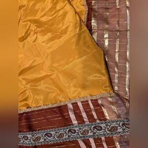 Sari - Yellow, Gold, Burgundy pattern